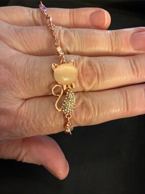 Gold Cat Bracelet and Crystal Accents